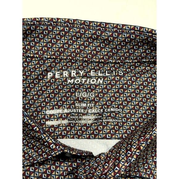 Perry Ellis Motion slim fit dress shirt button collar L - Picture 3 of 9